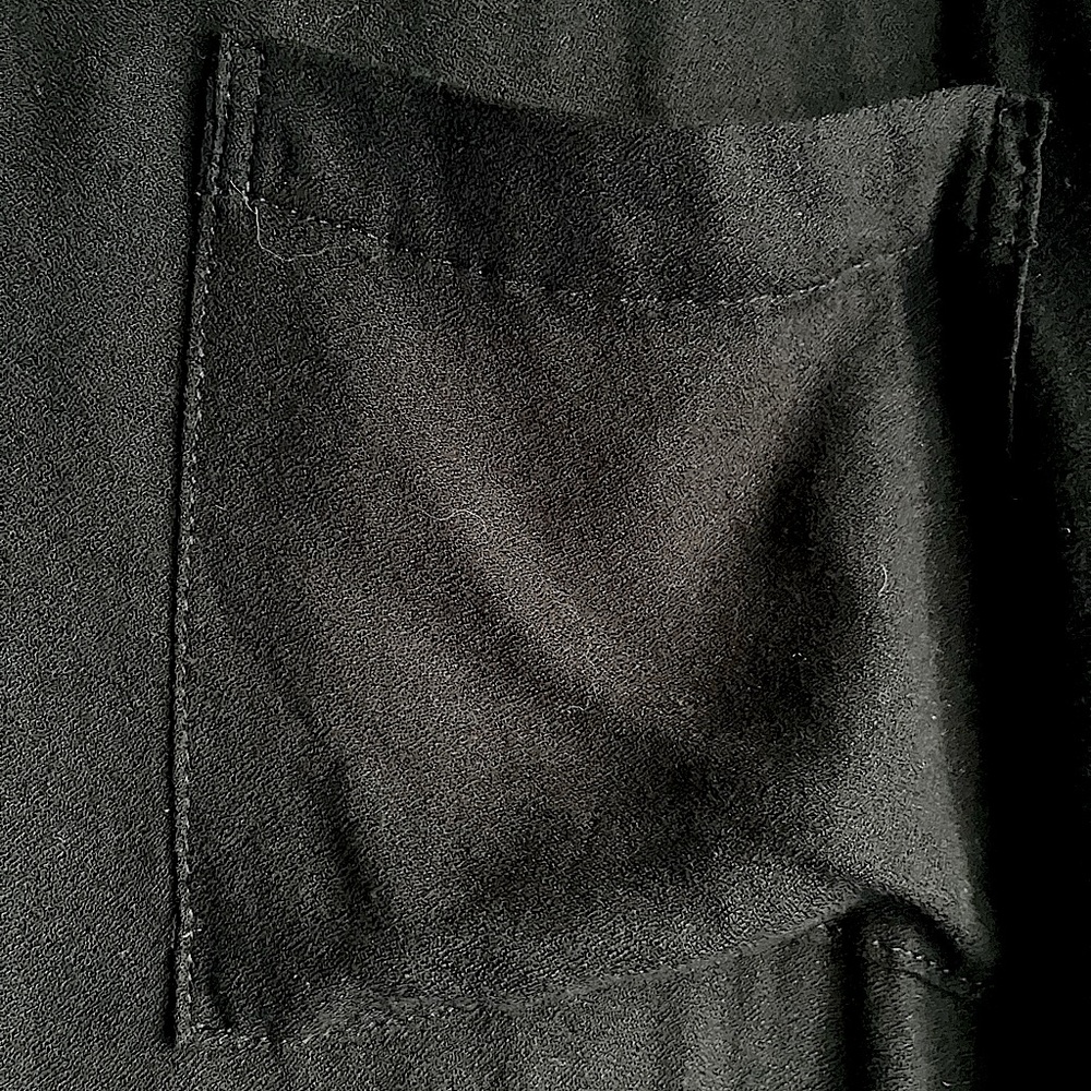 Aura Solid Black Maxi Dress Button Front Collar A… - image 6